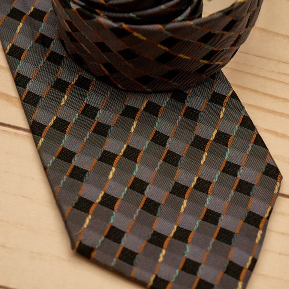 HERMES Tie Gray/Purple/Orange - Picture 4 of 5